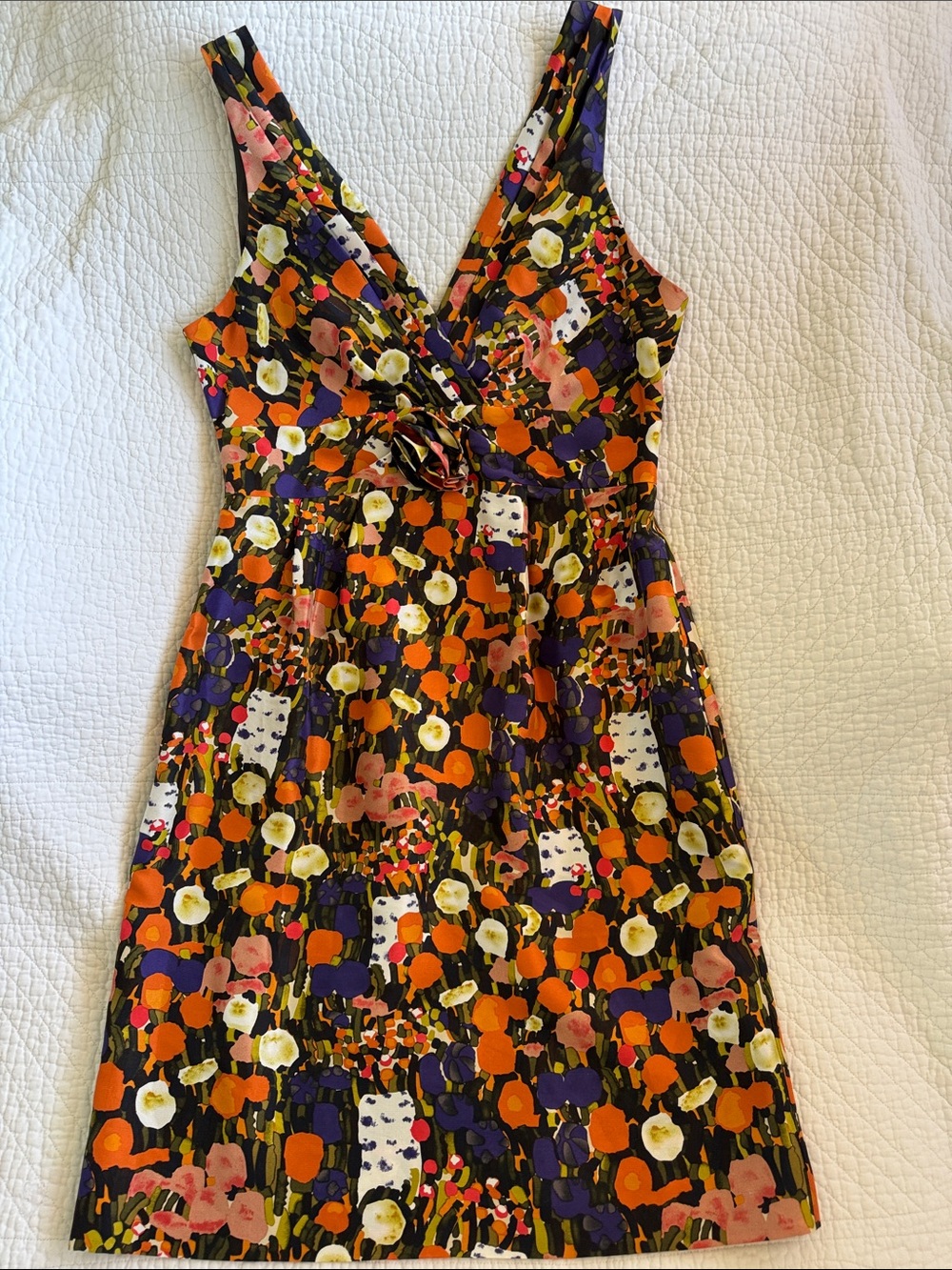 J. Crew Multicolor Floral silk dress (Orange, Purple, Black, Cream)